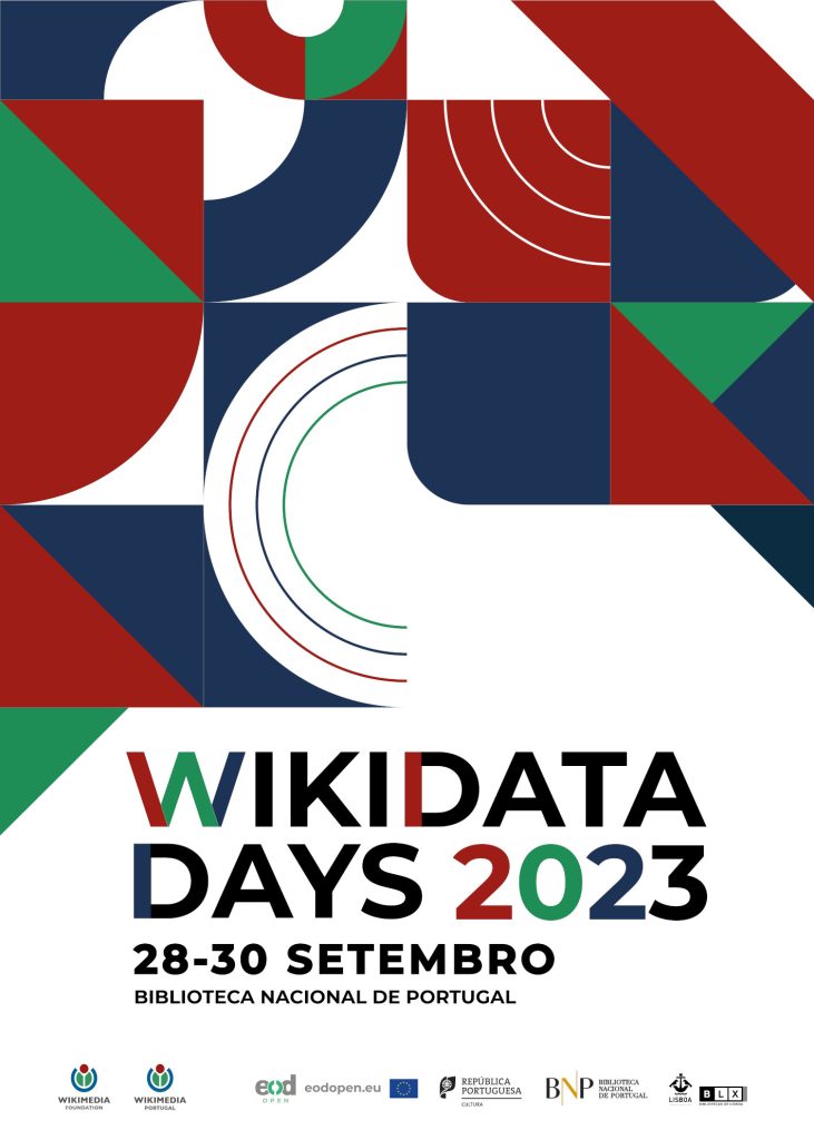 cartaz do Wikidata Days; de 28 a 30 de Setembro na Biblioteca Nacional de Portugal.